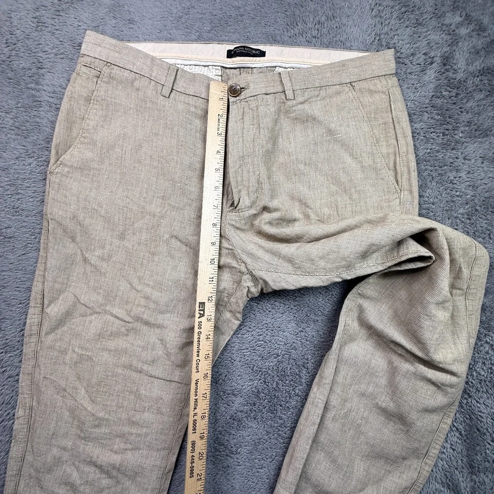 Banana Republic Kentfield Pants Linen Blend Striped Beige Mens 34x32 Straight